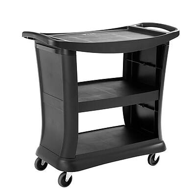 Alt View 3. RubberMaid - 9T68 Executive 3-Shelf Polypropylene Mobile Serving Cart with Swivel Wheels - Black.