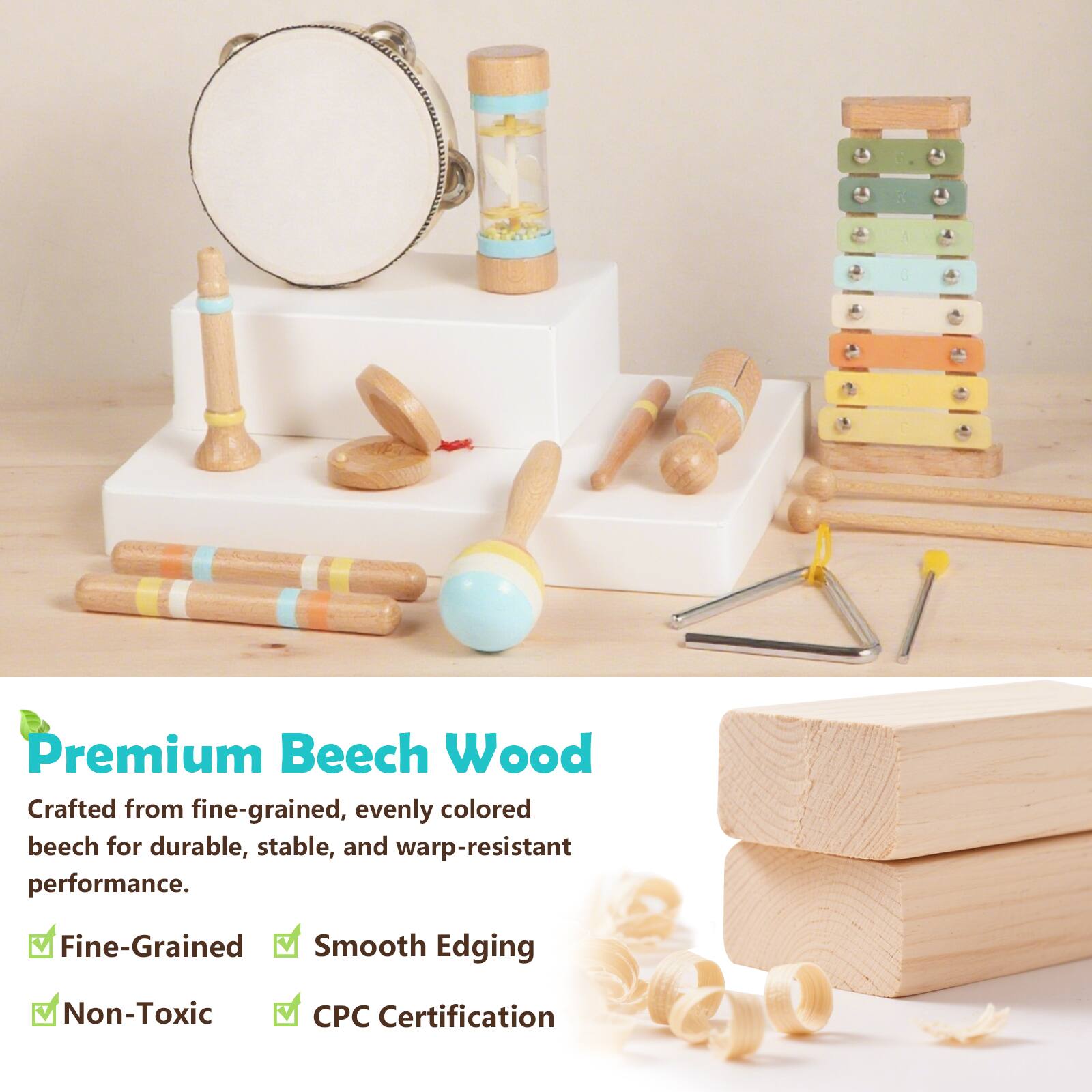 Premium Beech Wood

Crafted from fine-grained, evenly colored beech for durable, stable, and warp-resistant performance.

- Fine-Grained
- Smooth Edging
- Non-Toxic
- CPC Certification