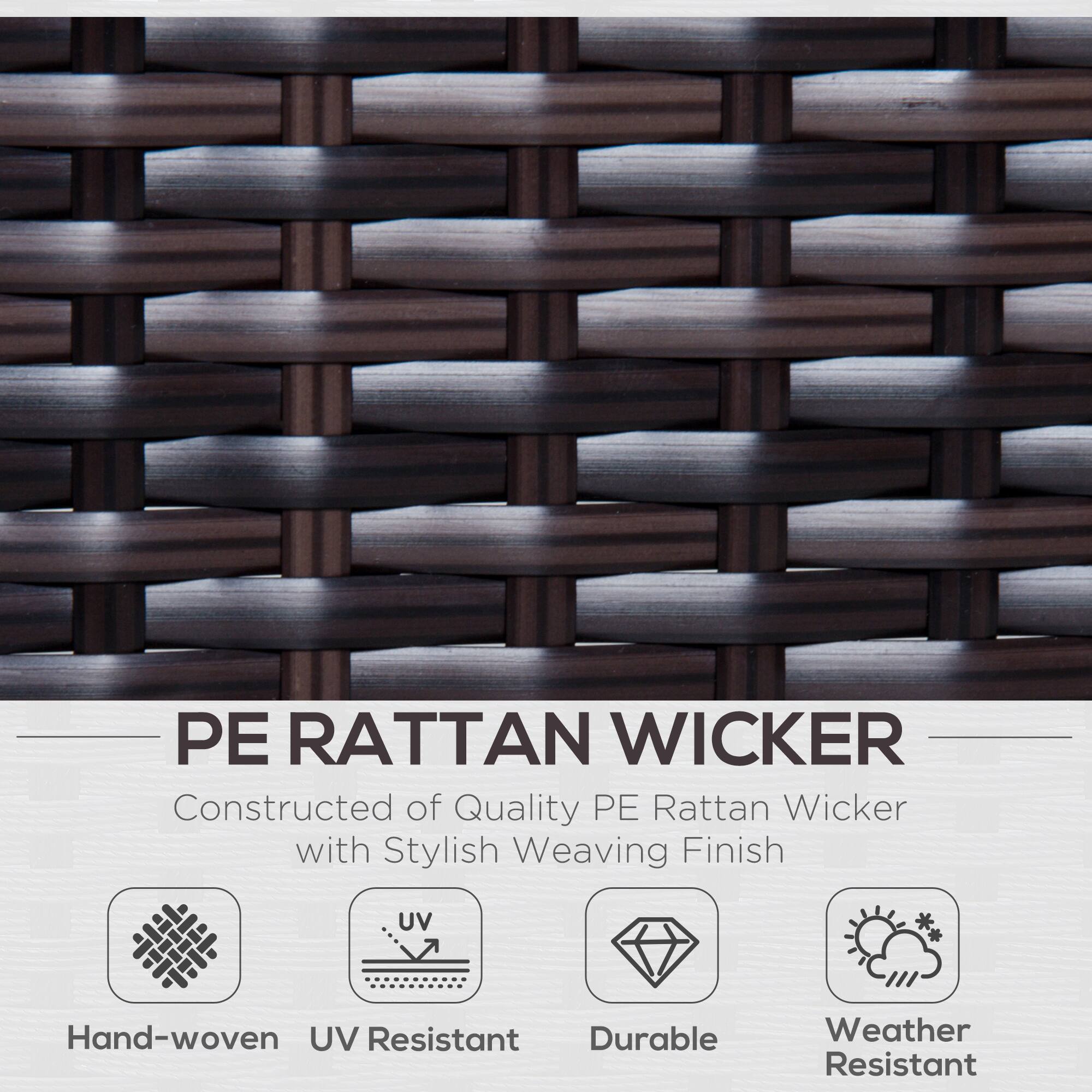 PE RATTAN WICKER, Constructed of Quality PE Rattan Wicker with Stylish Weaving Finish, Hand-woven, UV Resistant, Durable, Weather Resistant