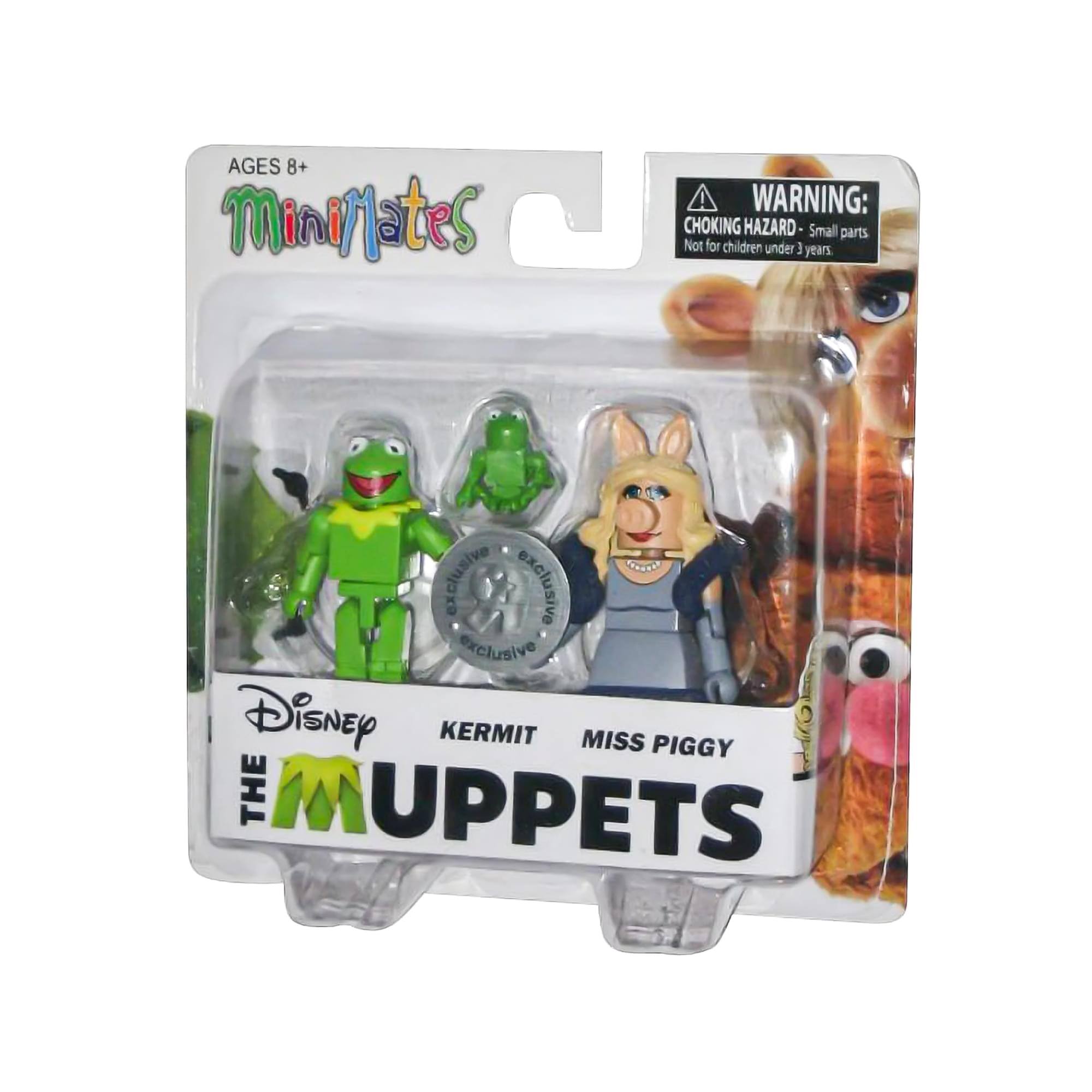 AGES 8+  
MiniMates  

WARNING: CHOKING HAZARD - Small parts. Not for children under 3 years.  

Disney  
KERMIT MISS PIGGY  
THE MUPPETS  

EXCLUSIVE