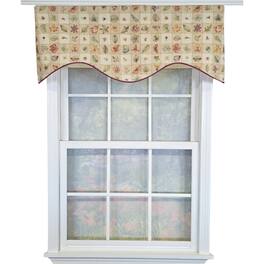 RLF Home - Botanical Cornice Valance - 100% Cotton with Ivory Lining 50" x 17" - Beige