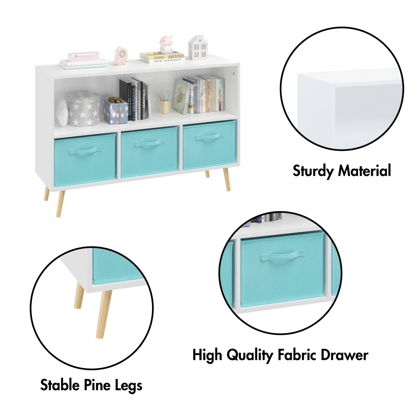 - Sturdy Material
- Stable Pine Legs
- High Quality Fabric Drawer
