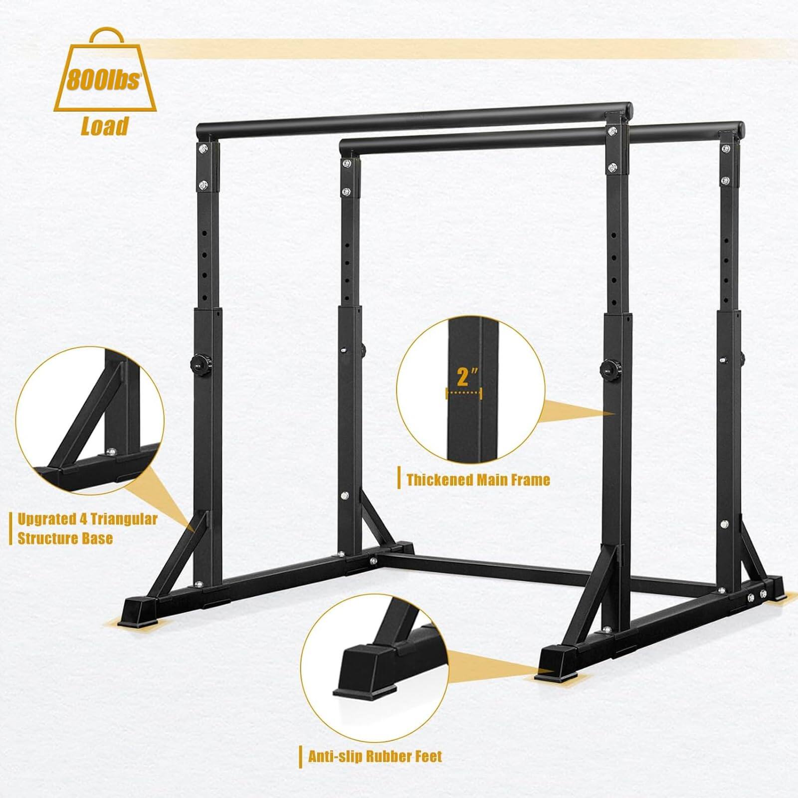 800lbs Load  
2" Thickened Main Frame  
Upgraded 4 Triangular Structure Base  
Anti-slip Rubber Feet