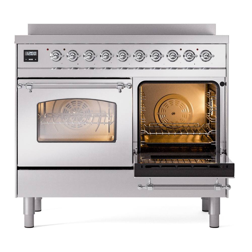Alt View 3. iLive - ILVE Nostalgie II 40 inch Induction Range with 6 Elements (Triple Glass Door, Stainless Steel, Chrome) - Stainless Steel.