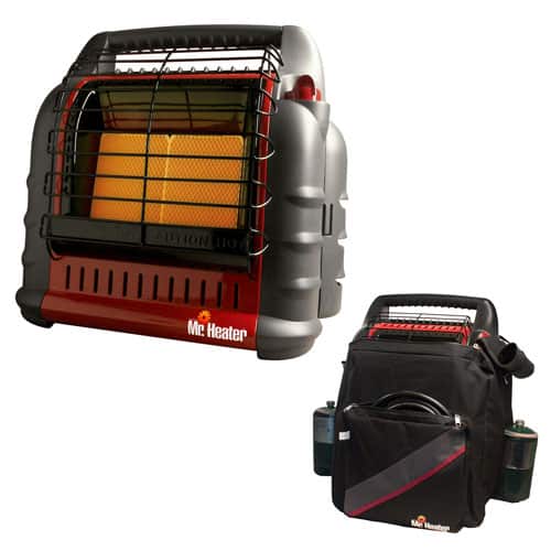 Mr. Heater - Portable Big Buddy Propane Heater with Big Buddy Carry Case - Silver