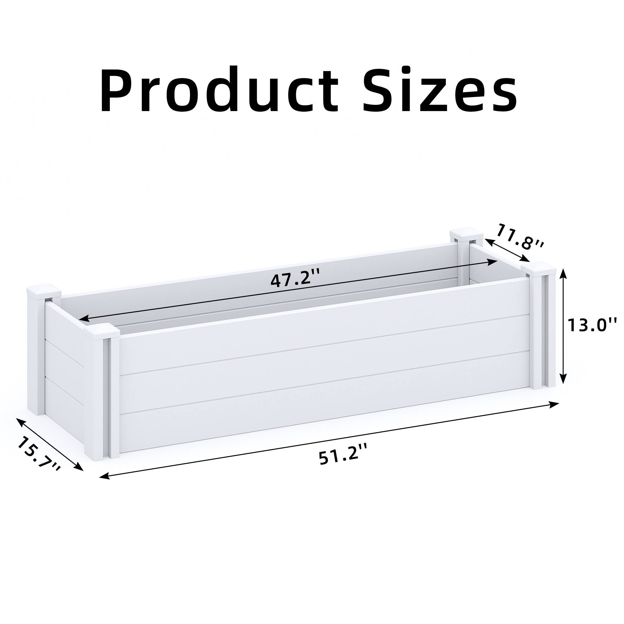 Product Sizes

- Length: 51.2"
- Width: 47.2"
- Height: 13.0"
- Depth: 15.7"
- Height of the back: 11.8"