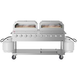 Koolmore - 72 in. Commercial Outdoor Propane Gas Grill with Two 36 in. Pizza Ovens in Stainless-Steel, ETL Listed (CGKIT7-P36P36) - Stainless Steel