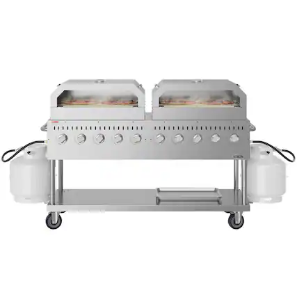 Front. Koolmore - 72 in. Commercial Outdoor Propane Gas Grill with Two 36 in. Pizza Ovens in Stainless-Steel, ETL Listed (CGKIT7-P36P36) - Stainless Steel.