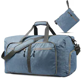 Fosmon - Duffle Bag for Travel, 65L Duffel Bag, Foldable Duffle Bag Travel Bag Gym Bag Weekender Bag With Shoe Compartment - Blue