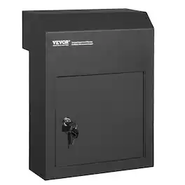 VEVOR - Through The Door Key Drop Box, Heavy Duty Steel Through the Door Mailbox with 1.8" 12" Key Lock - Black