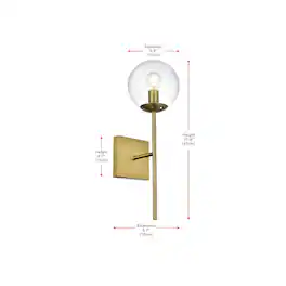 Living District - Neri 6 Inch Wall Sconce Clear Shade in Satin Gold - Satin Gold And Clear
