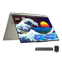 Lenovo - Yoga 7 2-in-1 16" 2K Touchscreen Laptop,AMD Ryzen AI 5 340,16GB RAM,512GB SSD+288GB Dock Set,Win 11 - Seashell