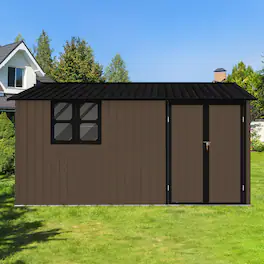 Mondawe - 12x10 Ft Metal Garden Sheds with Window - Brown