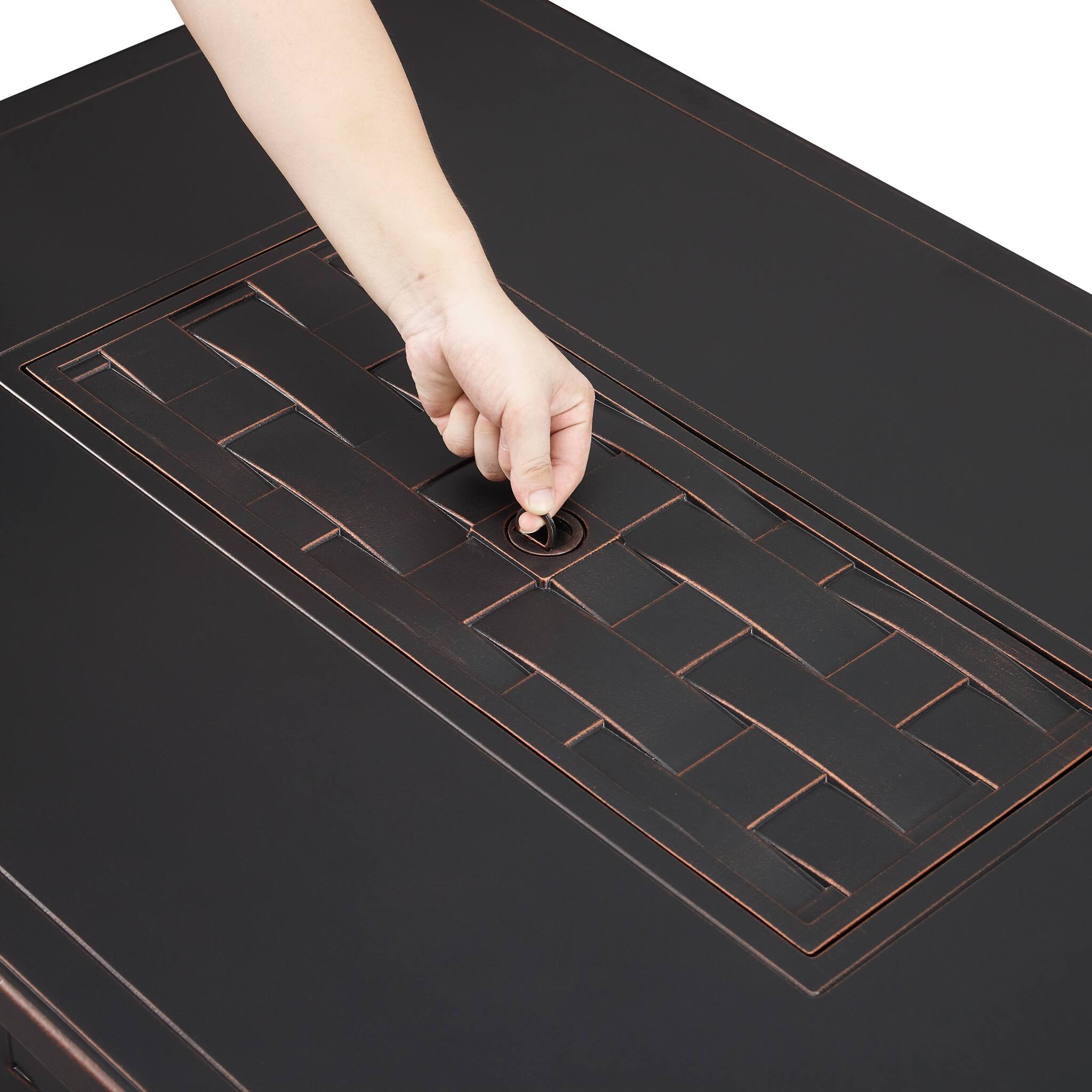 Alt View 13. Fire Sense - Preston Rectangular Aluminum LPG/NG Fire Pit - Antique Bronze.