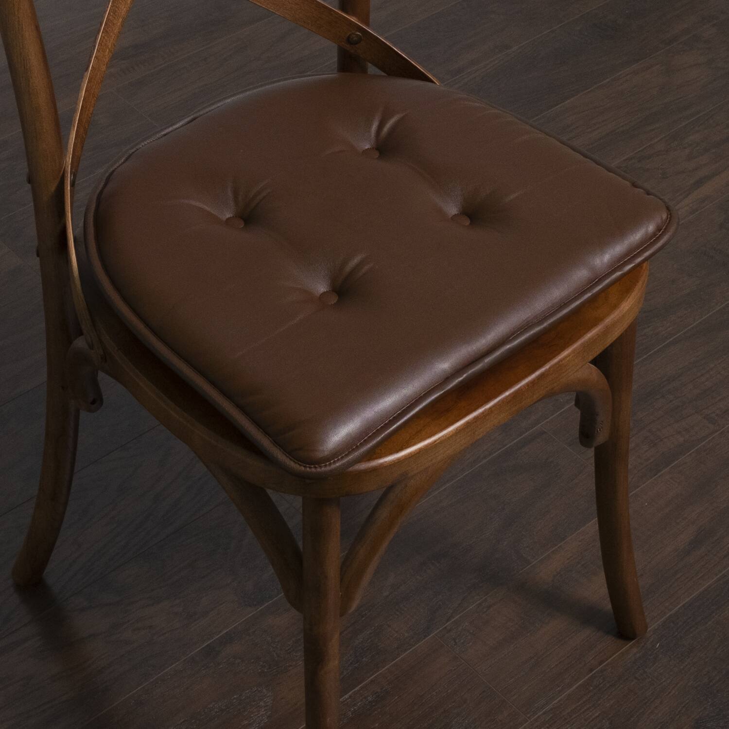 Left. Sweet Home Collection - U-Shape Memory Foam Chair Pad Cushion No Slip Faux Leather 16" x 17", 6-Pack - Brown.