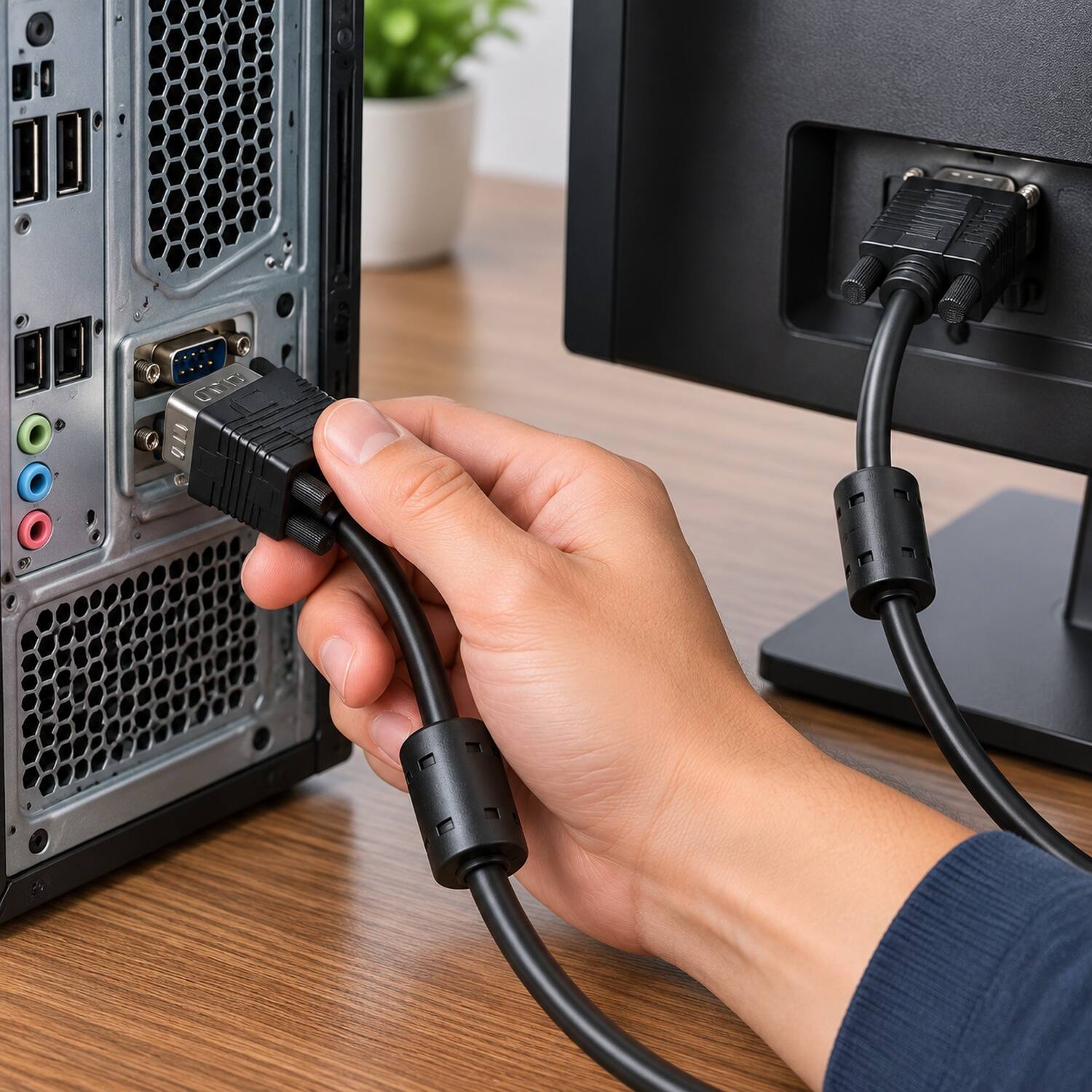 Back. Sanoxy - 10ft SVGA HD15 M/M Monitor Cable with Ferrites - Black.
