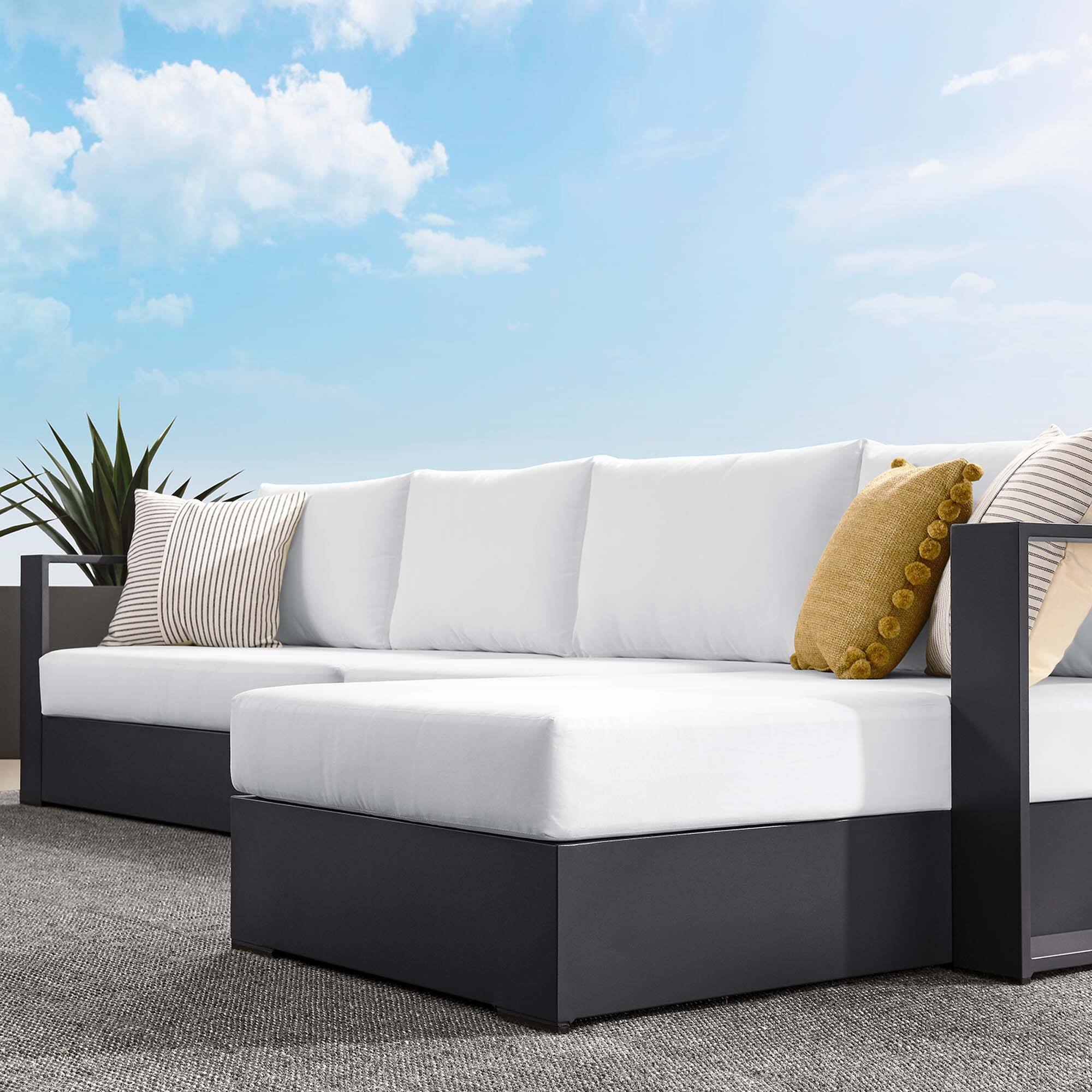 Alt View 4. Modway - Tahoe 3-Piece Outdoor Powder-Coated Aluminum Right-Facing Chaise Sectional Sofa Set - Gray White.