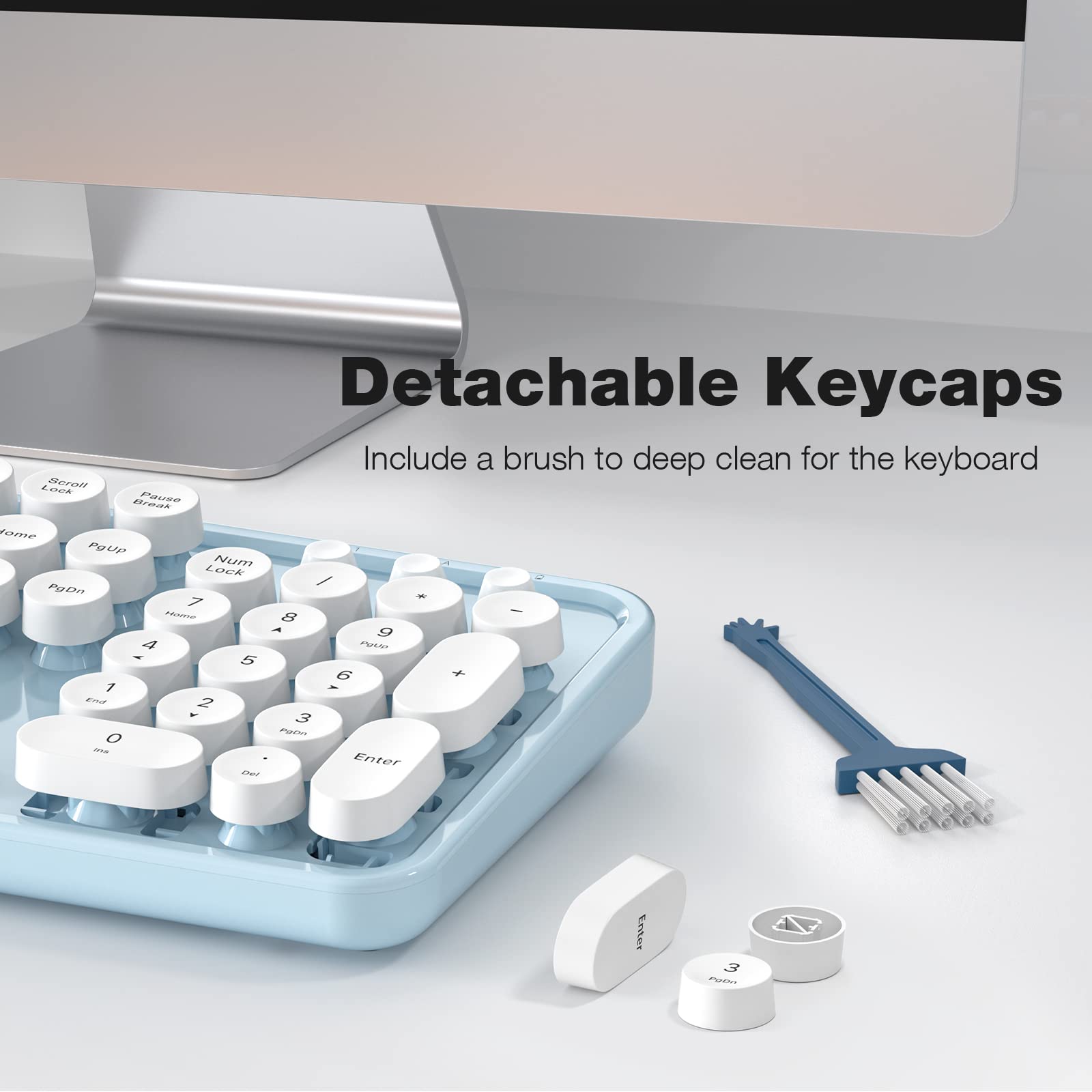 Detachable Keycaps  
Include a brush to deep clean for the keyboard