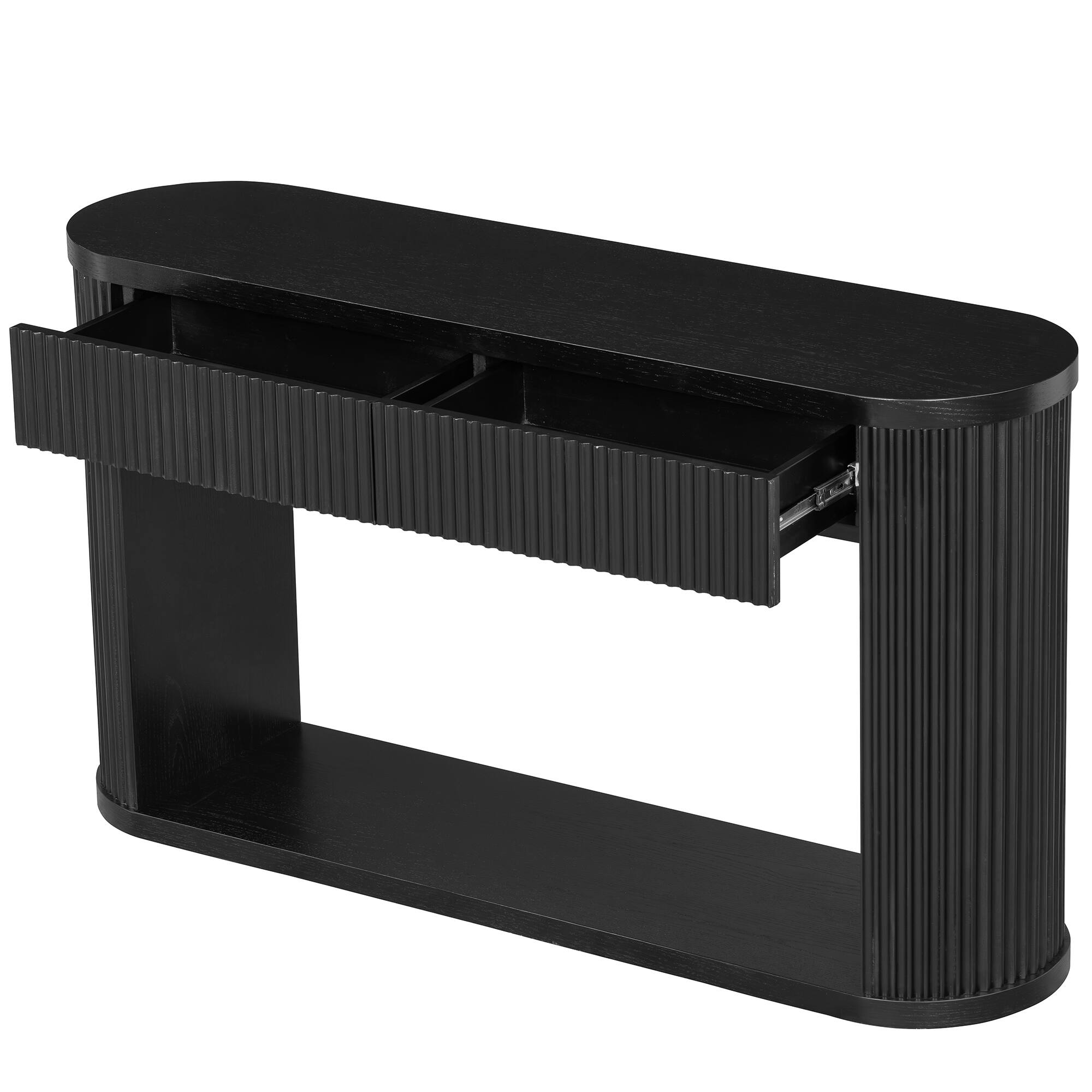 Left. Forest'nSky - Black Console Table with 2 Drawers and Bottom Shelf - Black.