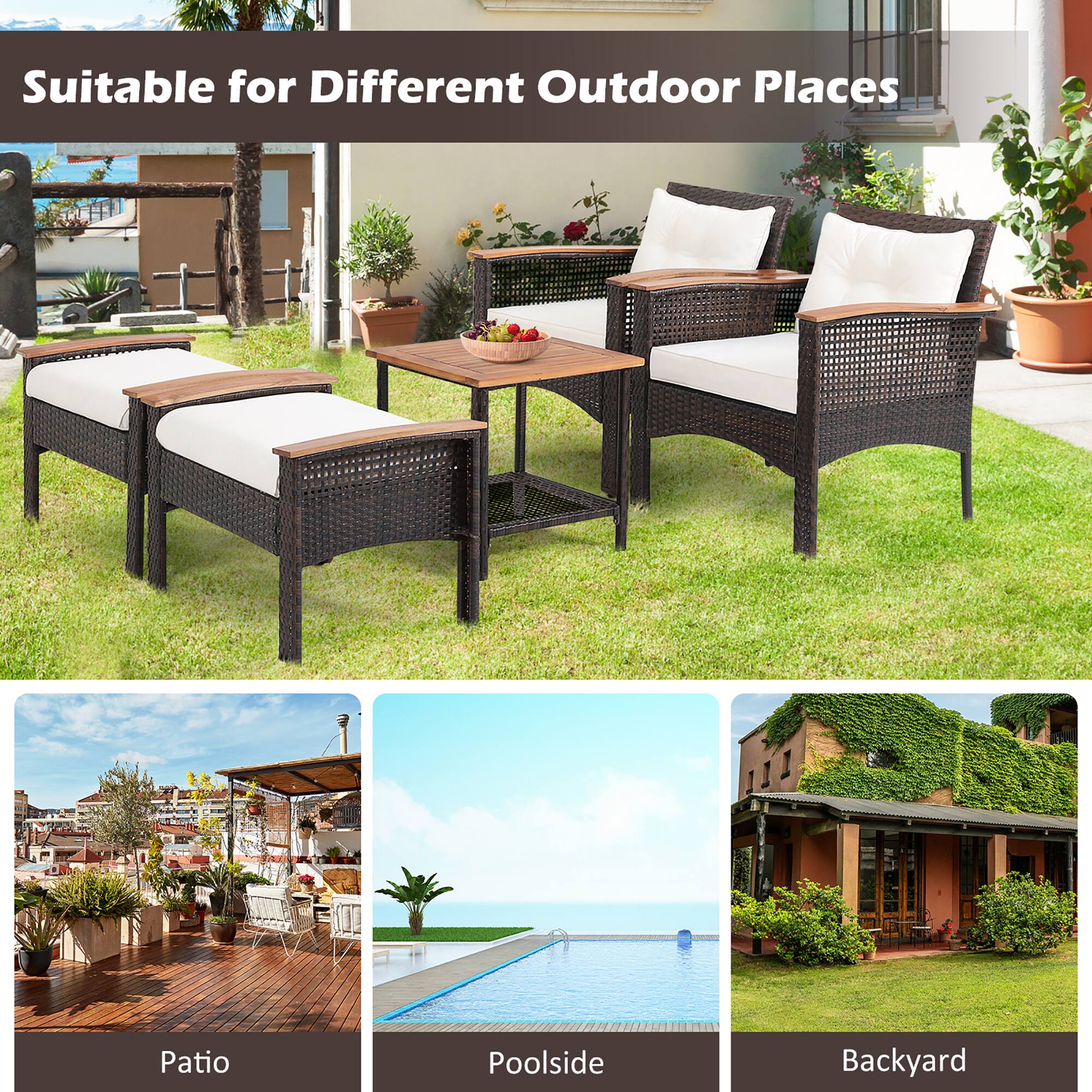 Suitable for Different Outdoor Places

Patio  
Poolside  
Backyard