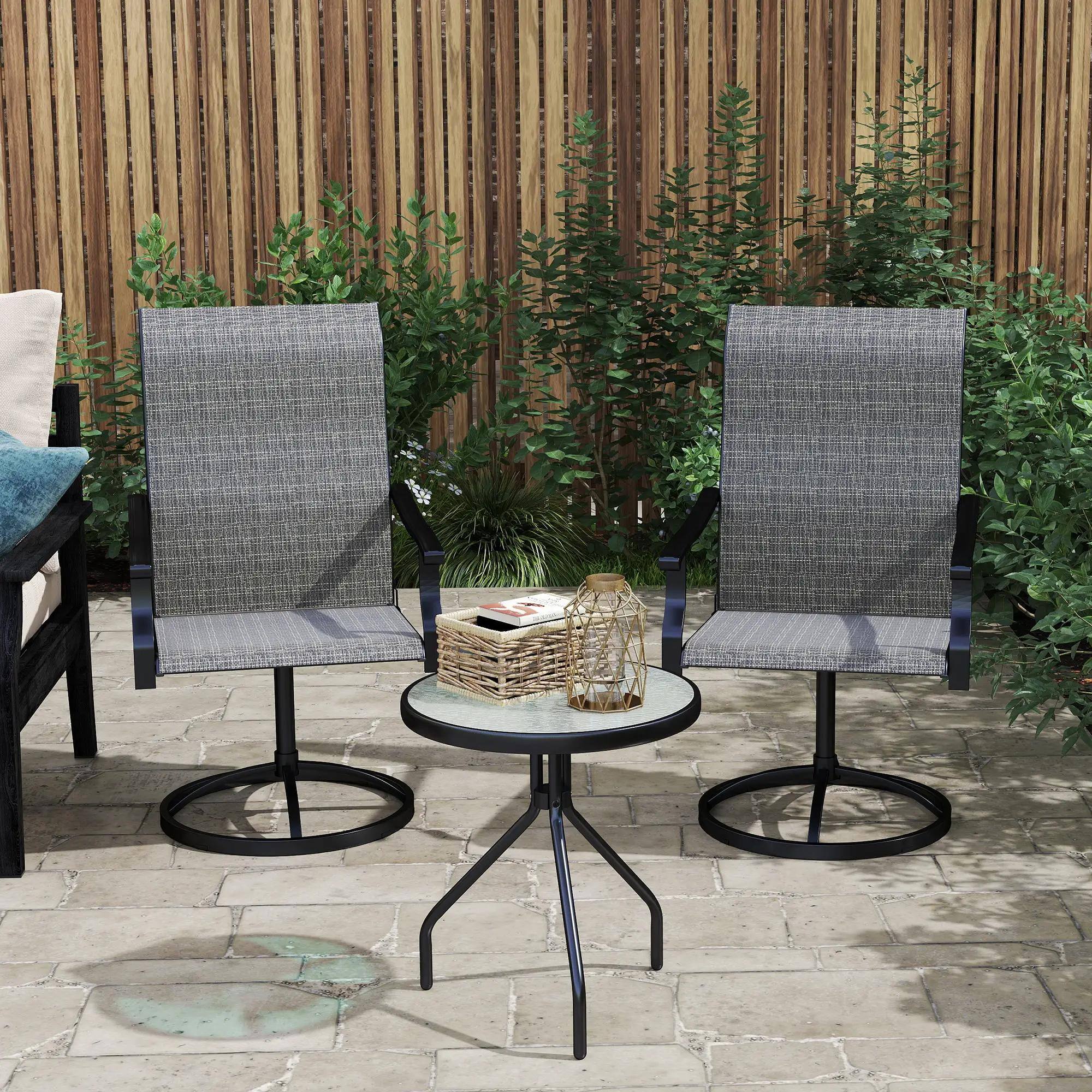 Back. Resenkos - Resenkos Outdoor Swivel Chairs, High-Back Mesh Dining Seating, 2-Piece Set, Perfect for Deck, Patio, Brown - Brown.