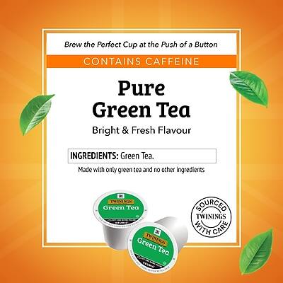 Brew the Perfect Cup at the Push of a Button

CONTAINS CAFFEINE

Pure Green Tea
Bright & Fresh Flavour

INGREDIENTS: Green Tea.
Made with only green tea and no other ingredients

LKC TWININGS Green Tea 26 Green TWININGS Tea

SOURCED WITH CARE TWININGS