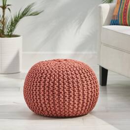 GOODSILO - Contemporary Knit Weave Pouf Ottoman with Soft Textured Fabric for Modern Living Room Decor - Cotton