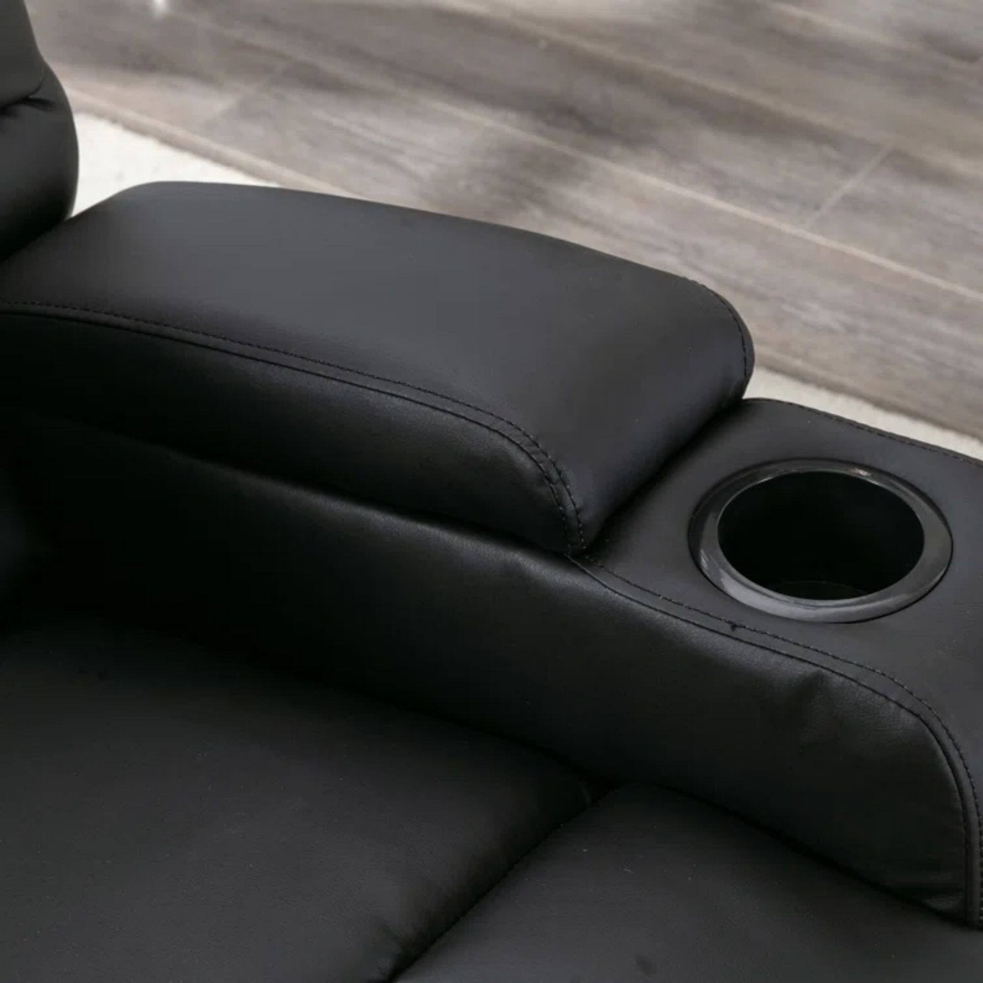 Alt View 16. Bestier - Home Massage Recliner Chair with Vibration, Manual Comfy PU Leather Reclining Chairs with Cup Holders - black.