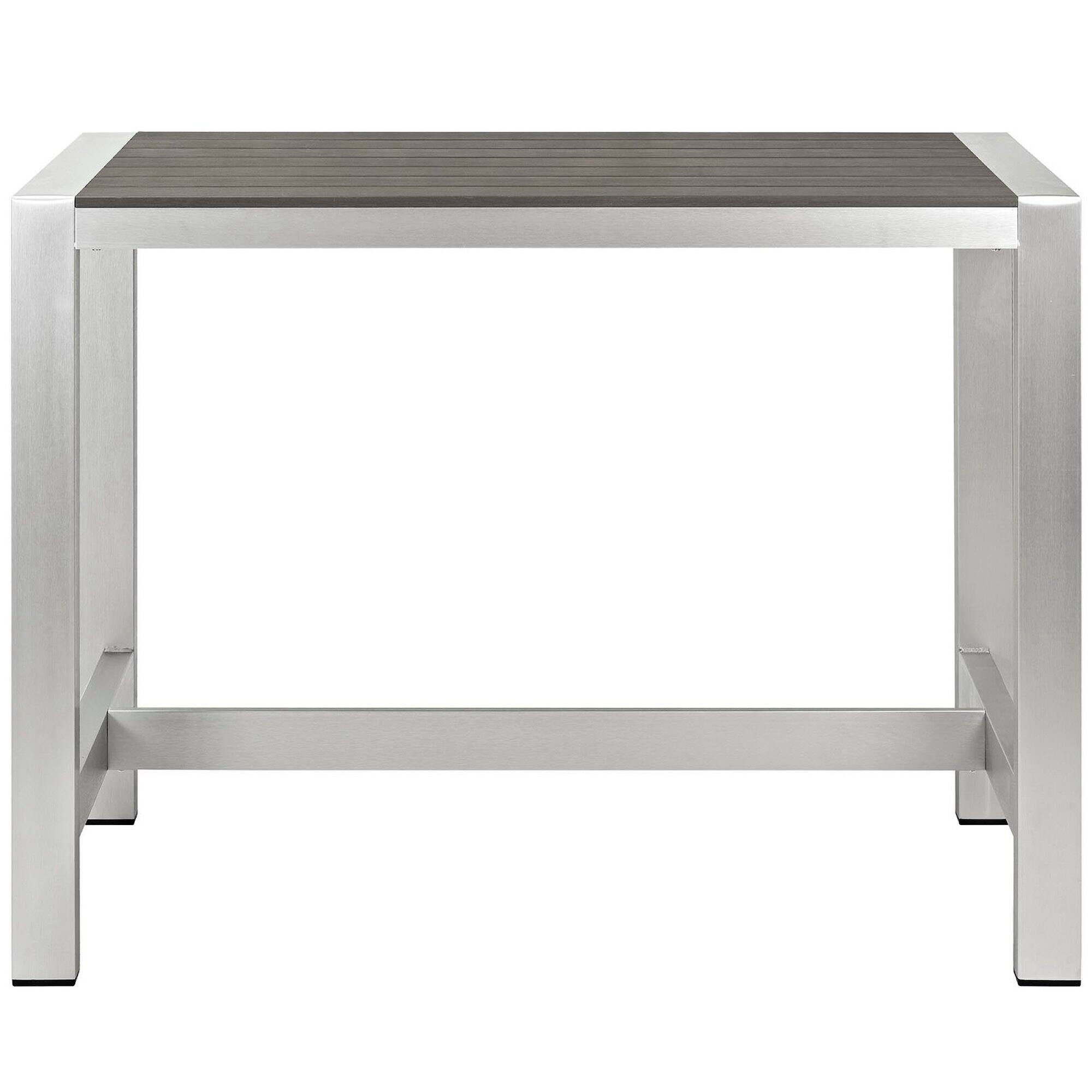 Left. Modway - Shore Outdoor Patio Aluminum Rectangle Bar Table by Modway - Silver Gray.