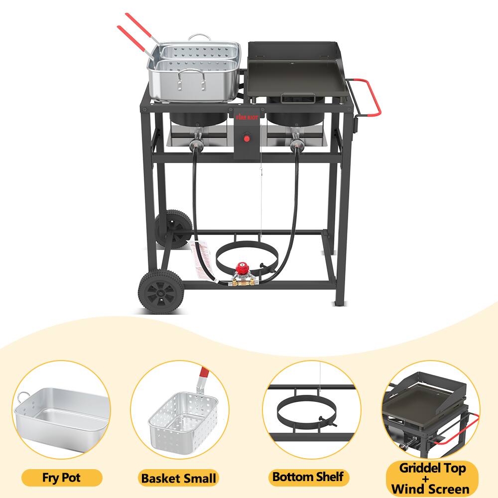 Fry Pot Basket Small Bottom Shelf Griddle Top + Wind Screen