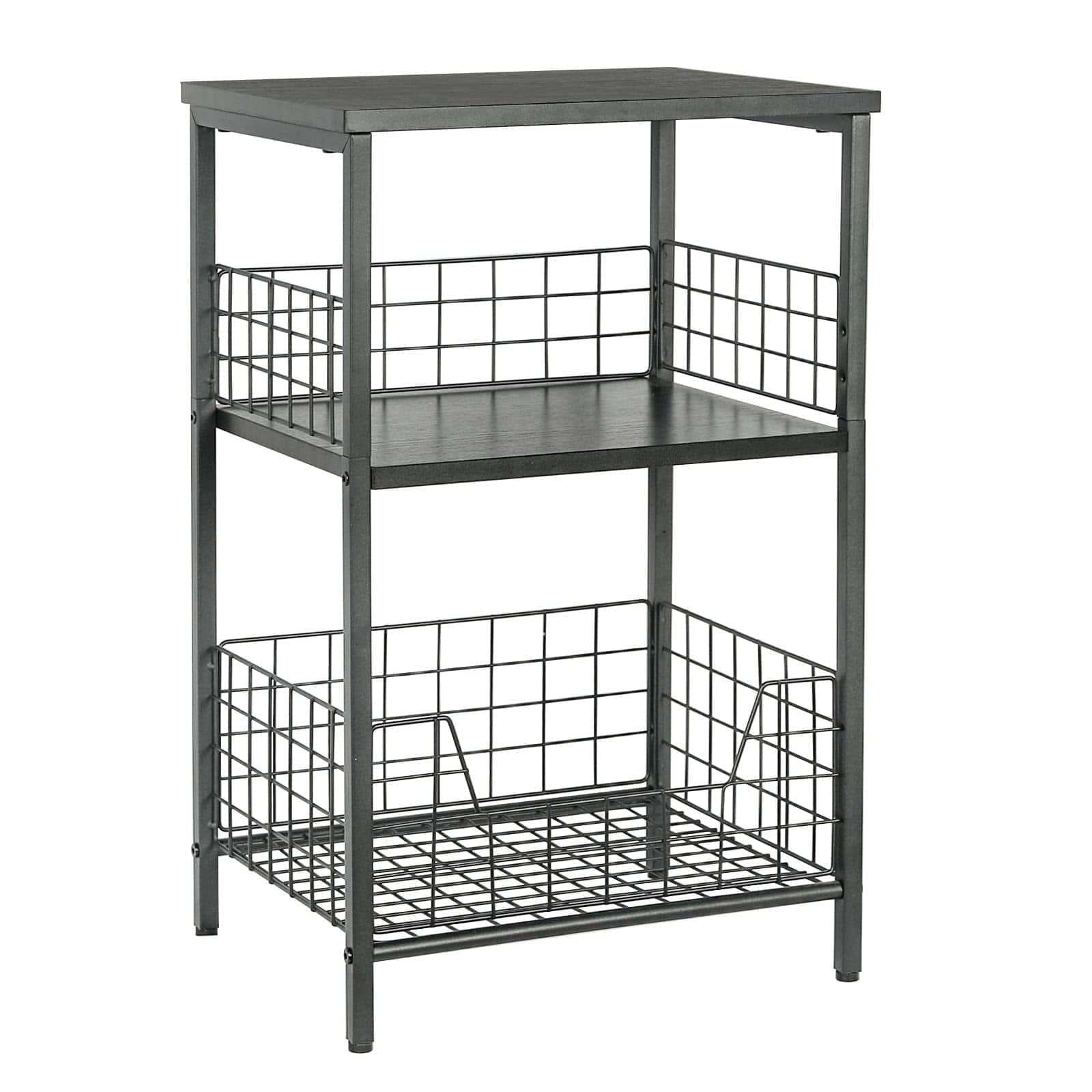 JETRANSPORT - Side Table Small End Record Player Stand With Storage Vinyl Night For Living Room Bedroom Office(patent Pendi - Black