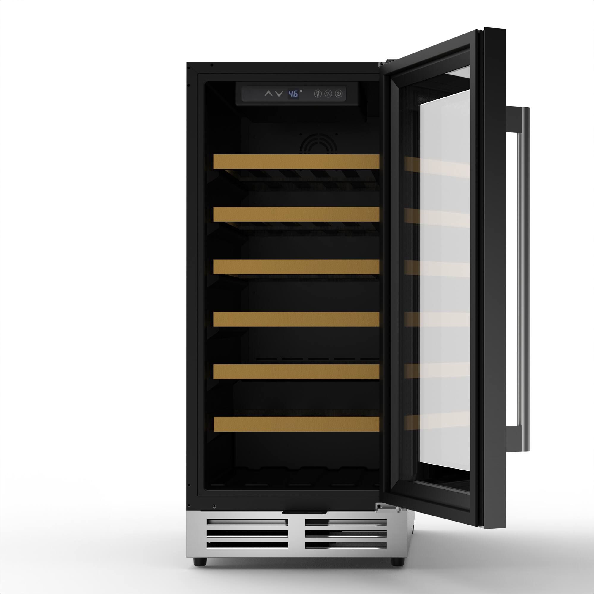 Back. FC Design - FC Design 15 Inch Single Zone Wine Cooler - 33 Bottles Stainless Steel Wine Cellar With Lock - Silver.