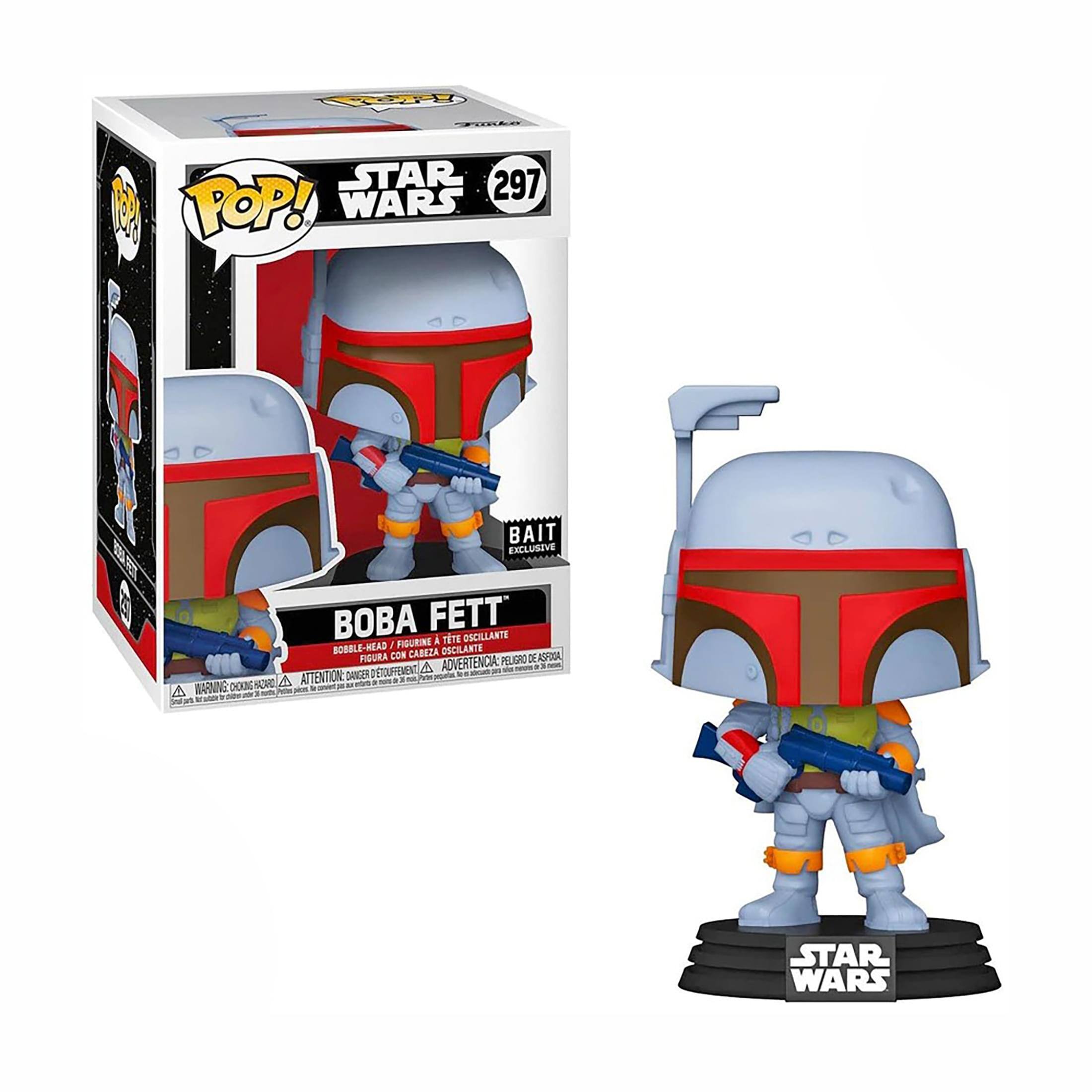 POP! STAR WARS 297 BOBA FETT  
BAIT  
EXCLUSIVE  
BOBBLE-HEAD / OSCILLANTE FIGURA CON CABEZA  
ADVERTENCIA: PELIGRO ATTENTION ON2 D'ETOUPTCMENT - 0036 SCARE A M - a A NARNINVG  
STAR WARS