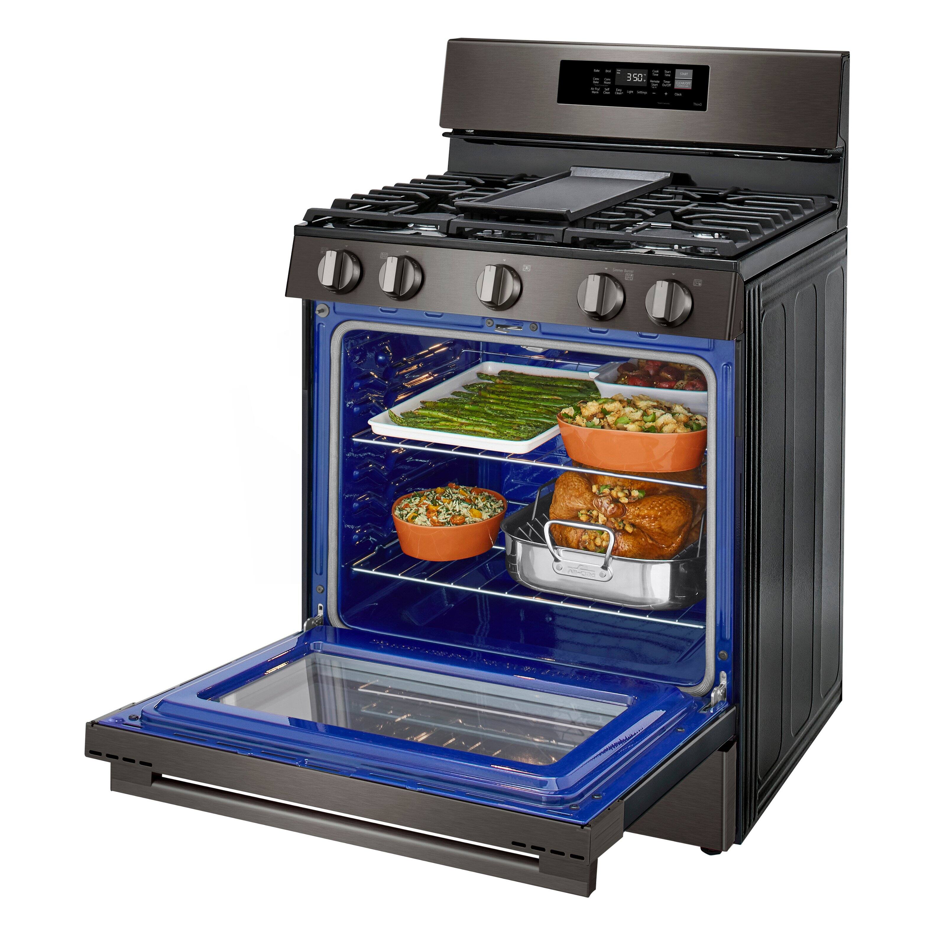 Alt View 11. LG - 6.3 Cu. Ft. Freestanding Gas True Convection Smart Range with EasyClean, Air Fry and Premium Handle - Black Stainless Steel.