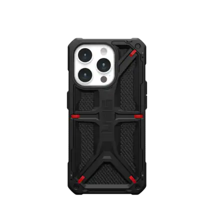 Front. UAG - Monarch Pro Series Case with Magsafe for Apple iPhone 15 Pro - Kevlar Black.