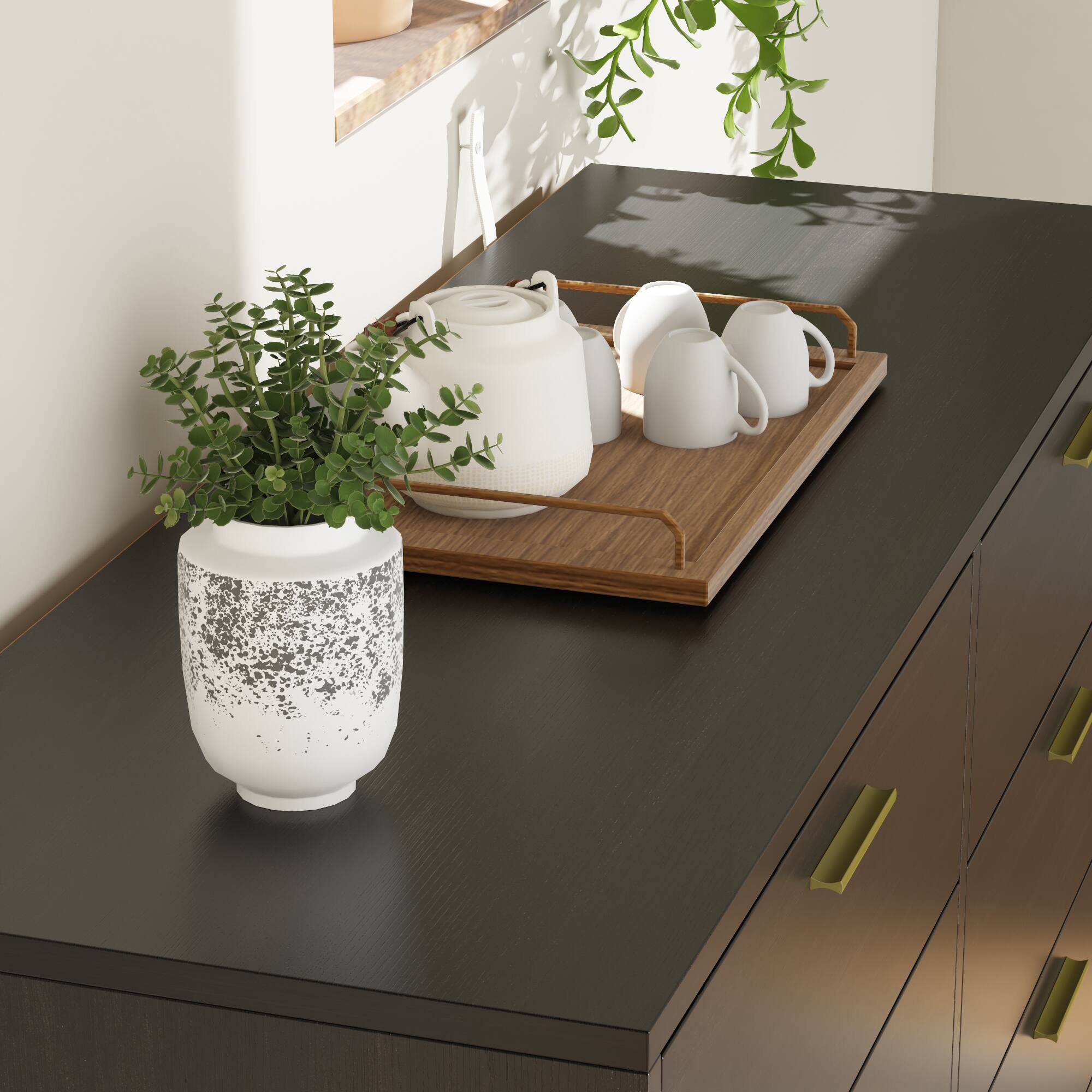 Alt View 4. FUFU & GAGA - FUFU&GAGA 6 - Drawer Wide Double Dresser with Dual Leg Options - Spacious Storage Essential - Black.