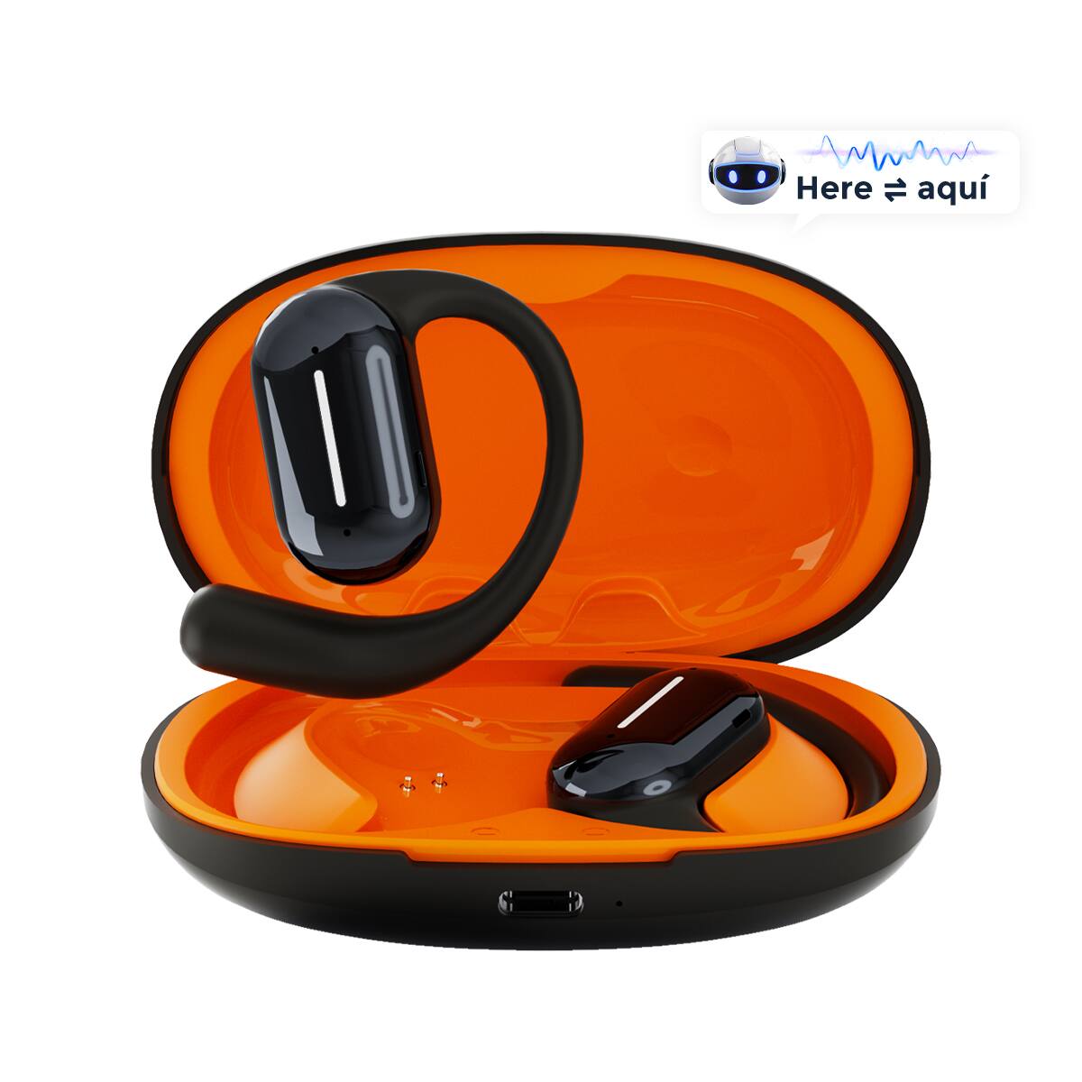 Miro - O1 OWS AI Bluetooth5.3 Open-ear Earbuds IPX4 Waterproof Speaker 400mAh USB Type-C Charging 4H Play & Talk Time - Black