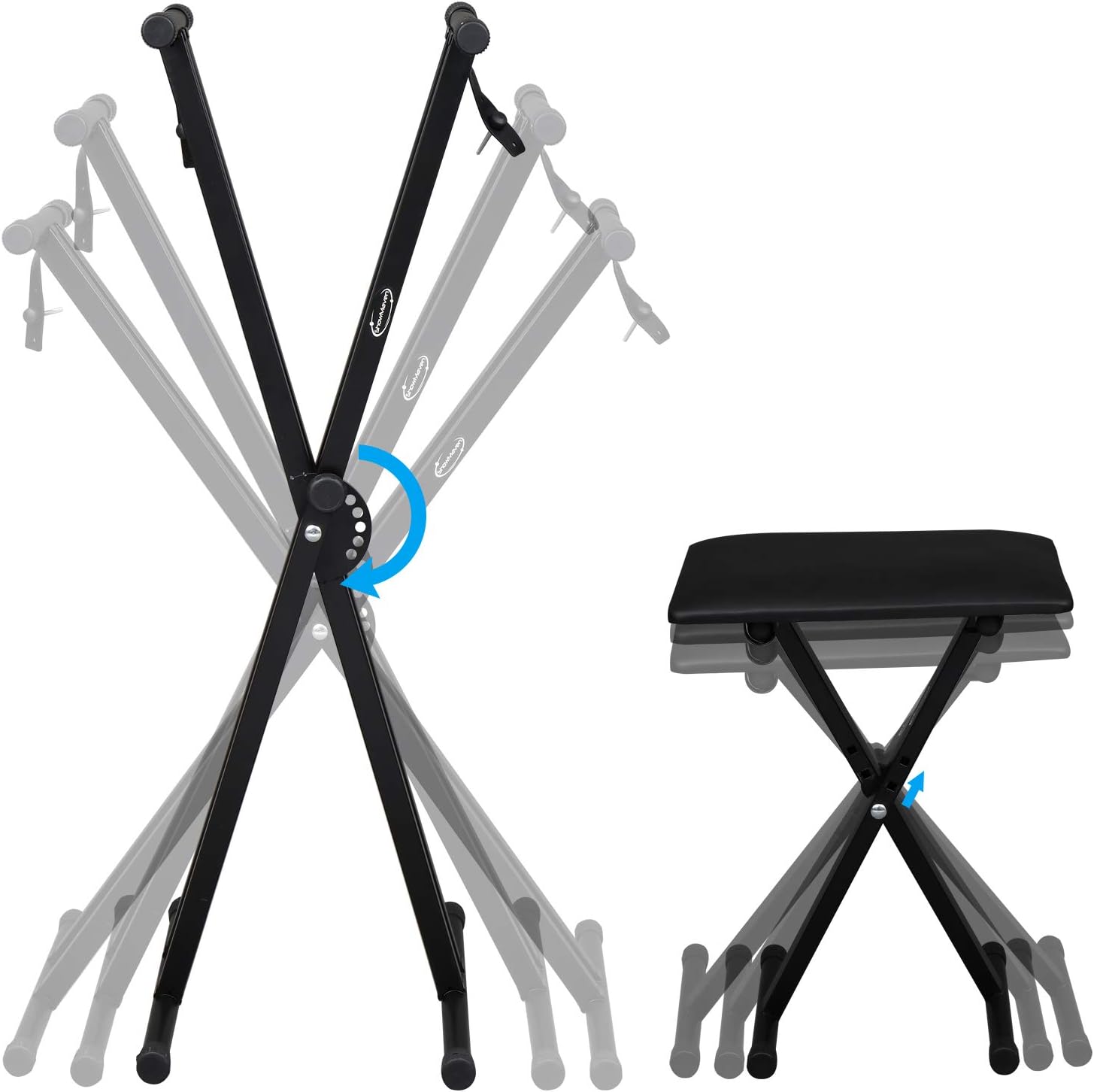 Alt View 1. Winado - Heavy Duty Keyboard Stand and Bench, Piano Stand and Keyboard Bench with Adjustable Height and Portable (Double-X).