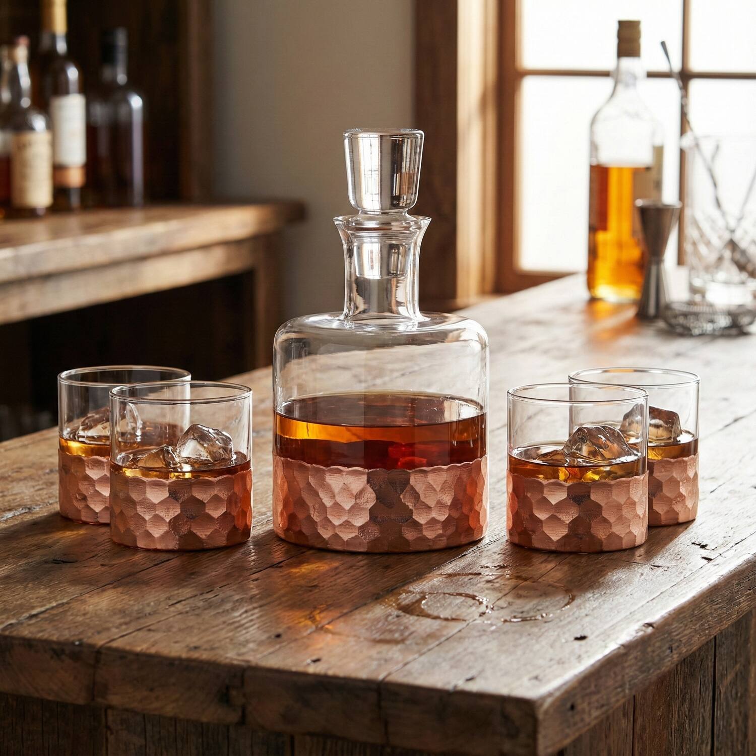 Angle. Jay Import - Daphne Copper 5 Pieces Whiskey Set - Copper.