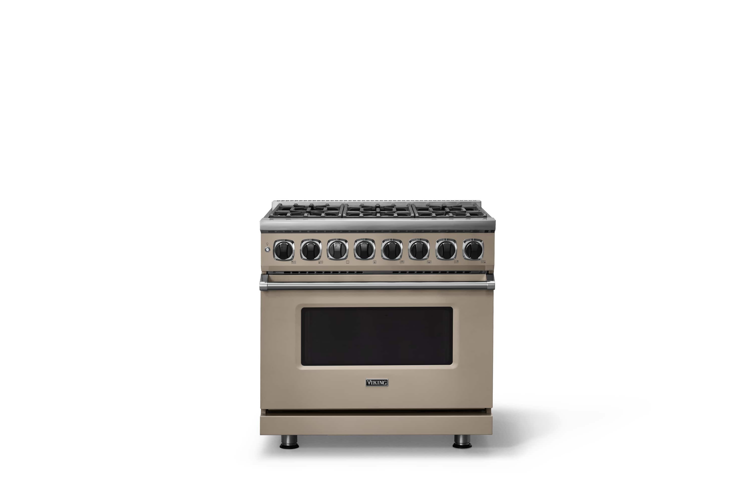 Front. Viking - 36 in. Wide 6 Burner Dual Fuel Sealed Burner Range - Nantucket.
