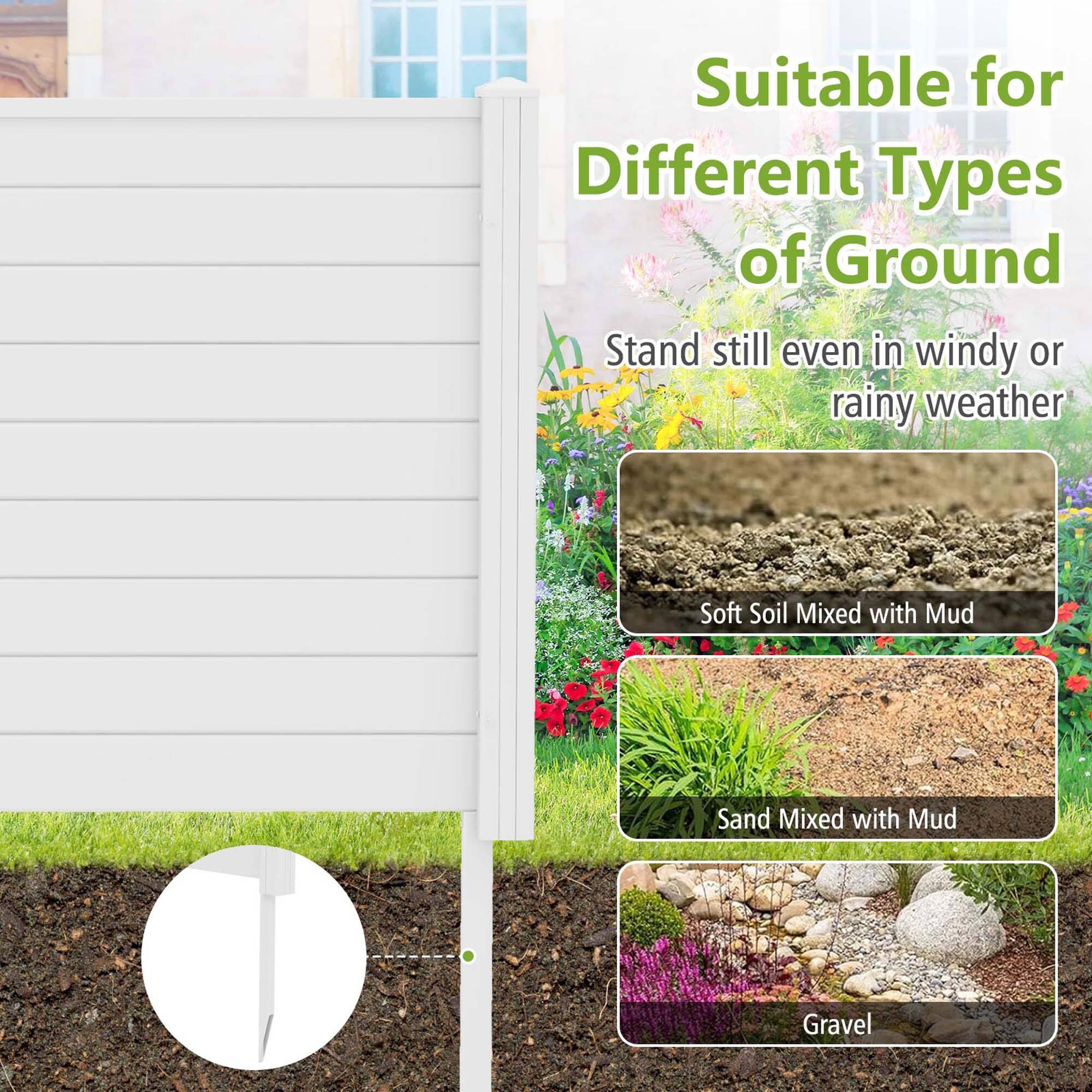 Suitable for Different Types of Ground: Stand still even in windy or rainy weather. Soft Soil Mixed with Mud. Sand Mixed with Mud. Gravel.