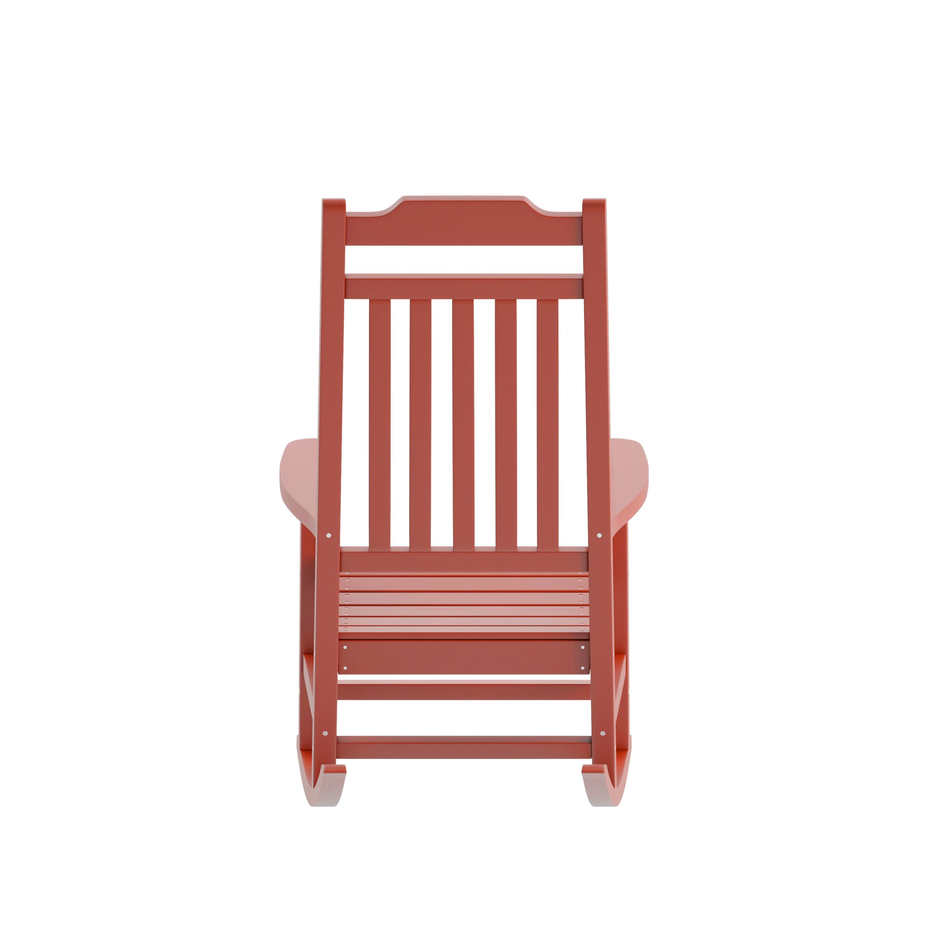 Alt View 7. Emma + Oliver - All-Weather Poly Resin Wood Rocking Chair - Patio and Backyard Furniture - Red.