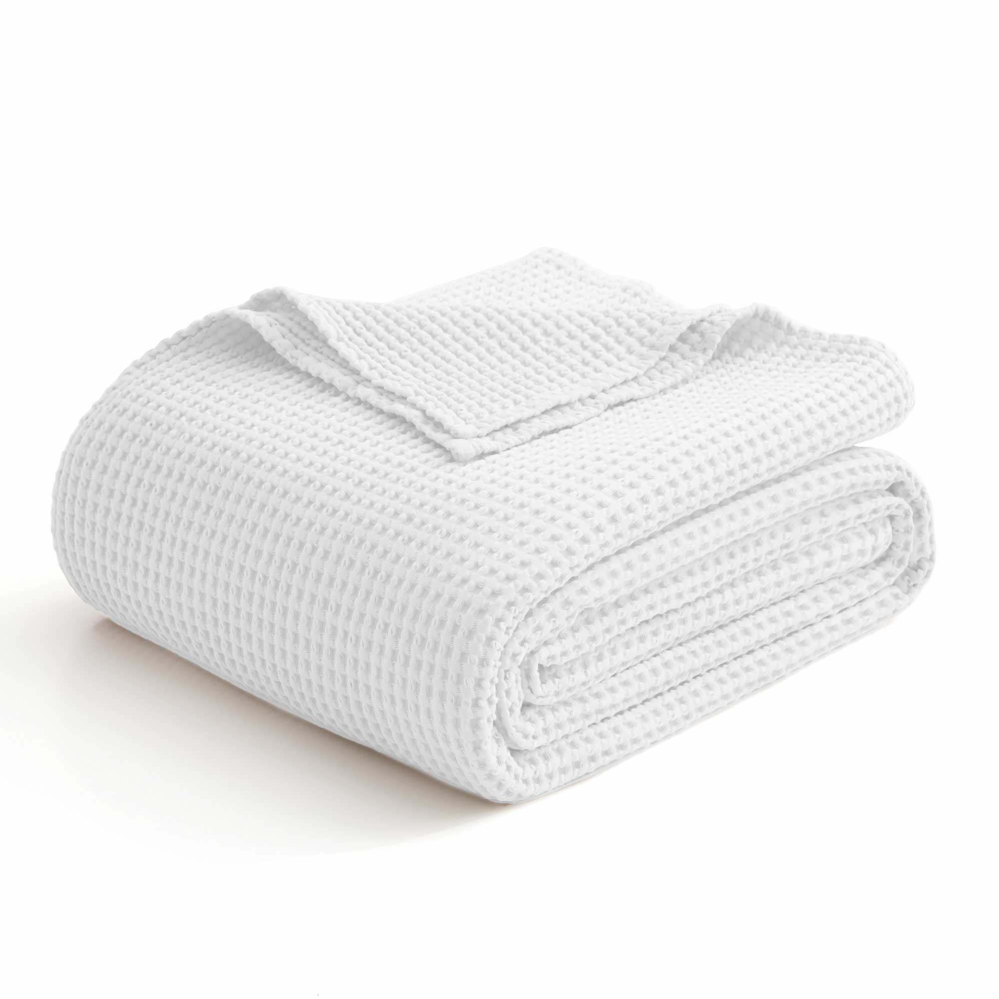 Alt View 1. Peace Nest - Peace Nest 100% Egyptian Cotton Waffle Textured Throw Blanket, White, Twin - White.