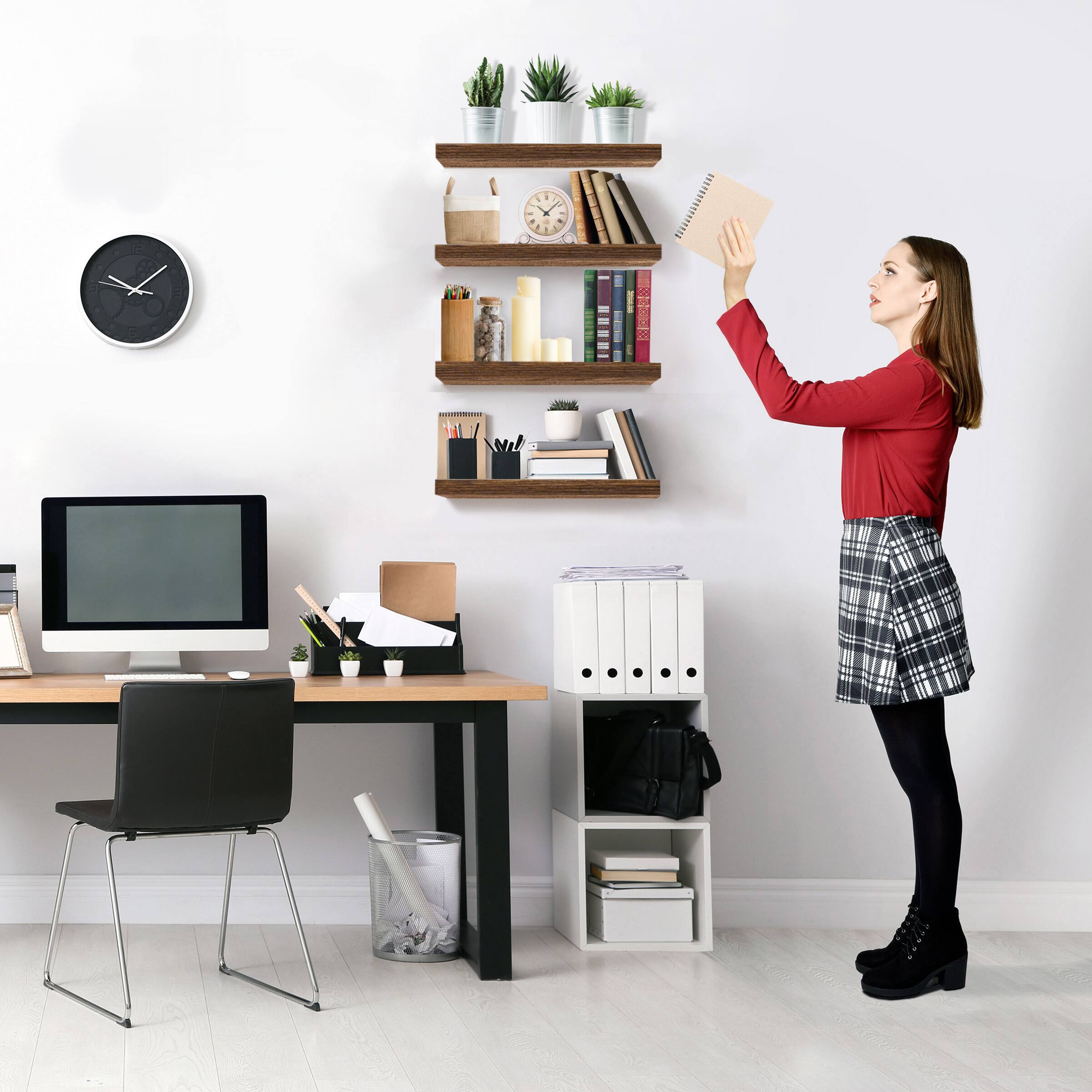 Alt View 3. Sorbus - Sorbus Floating Shelves for Wall, Bathroom Shelves Wall Mounted for Kitchen, Bedroom, Living Room, Bathroom - Walnut.