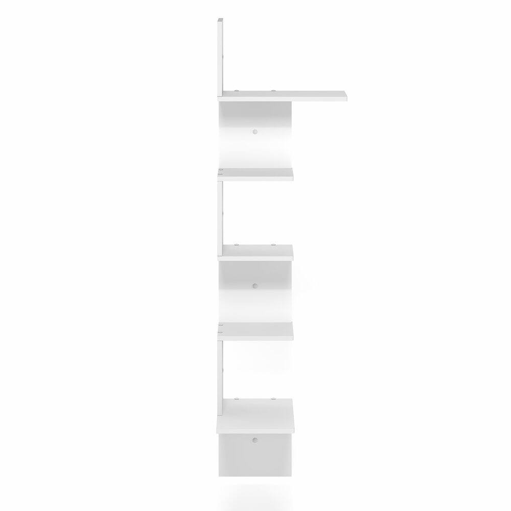 Back. Furinno - ROSSI Easy Assembly Corner Floating Shelves for Wall, Corner Rectangular Wall Shelf, S-shape Radial Floating Book Shelf - White.