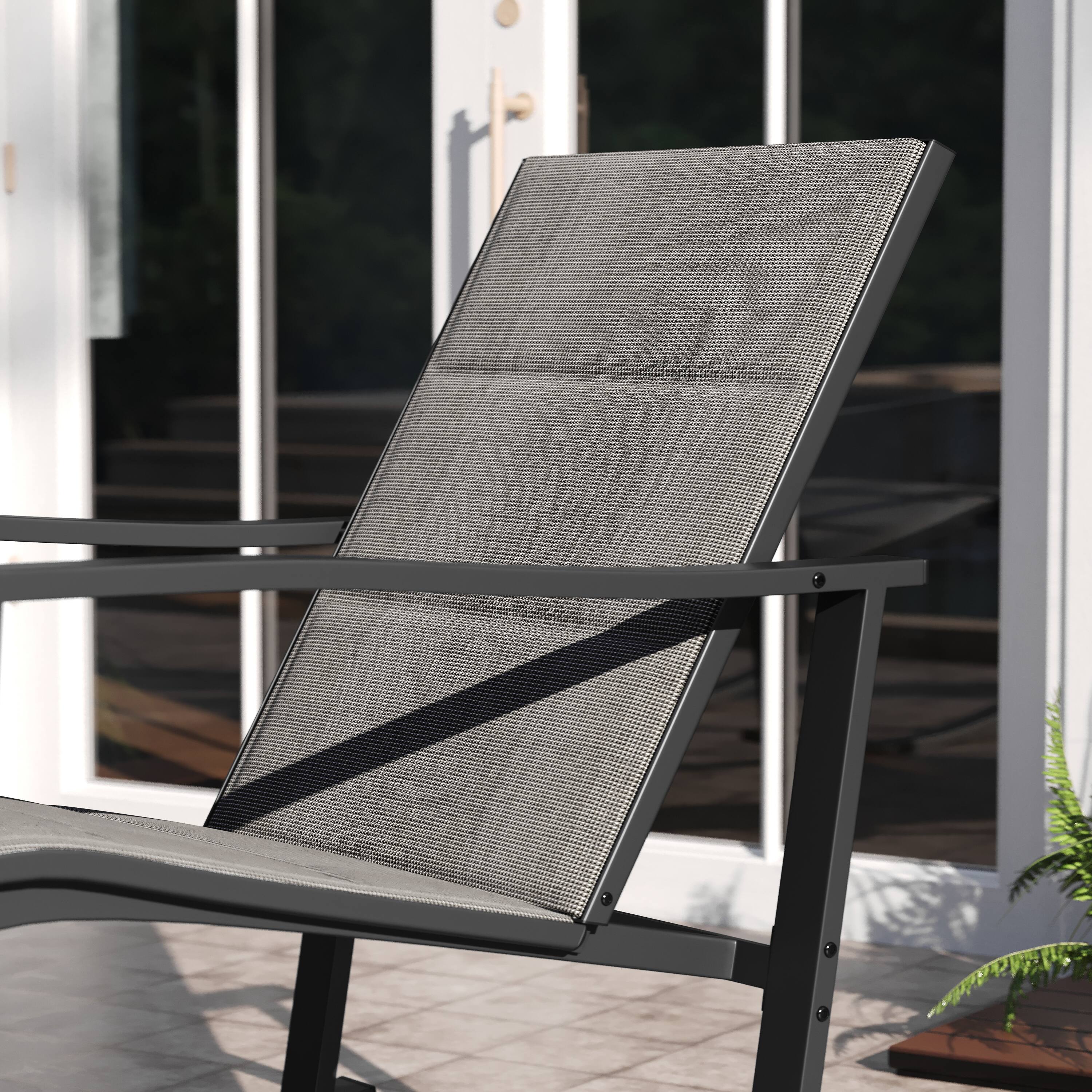 Emma + Oliver Braelin 3 Piece Outdoor Rocking Chair Patio Set with Flex ...