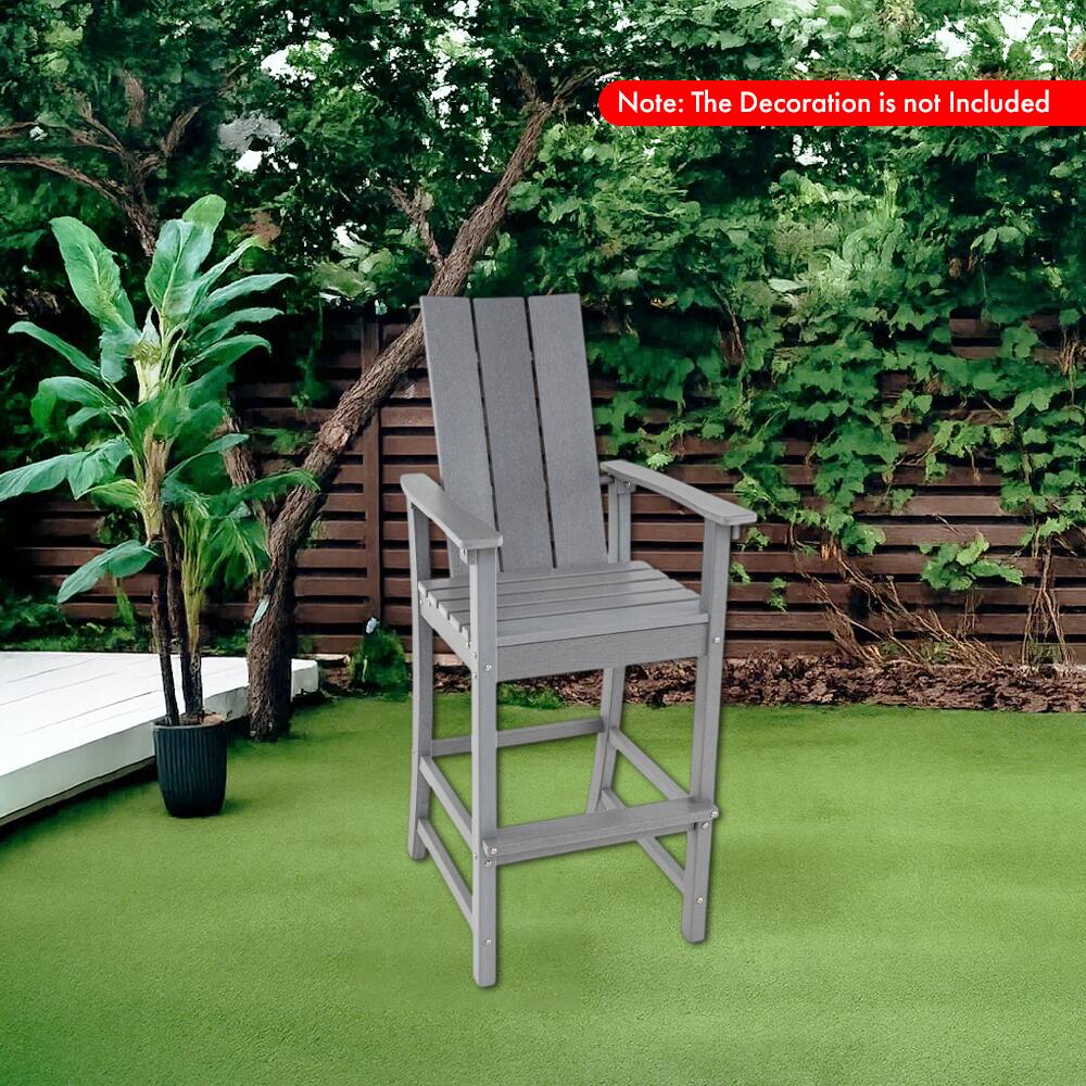 Angle. Hivvago - Outdoor High Adirondack Bar Chair with Backrest for Patio or Backyard - Gray.