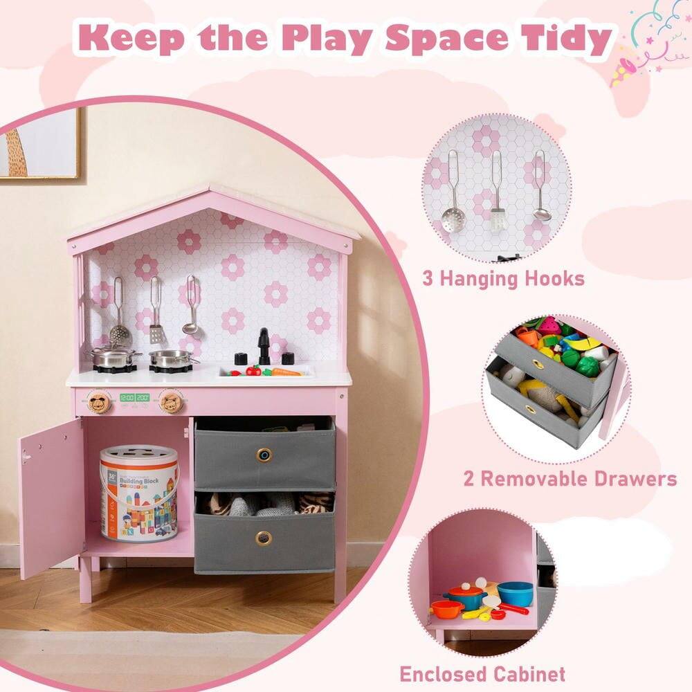 Keep the Play Space Tidy  
3 Hanging Hooks  
2 Removable Drawers  
Enclosed Cabinet