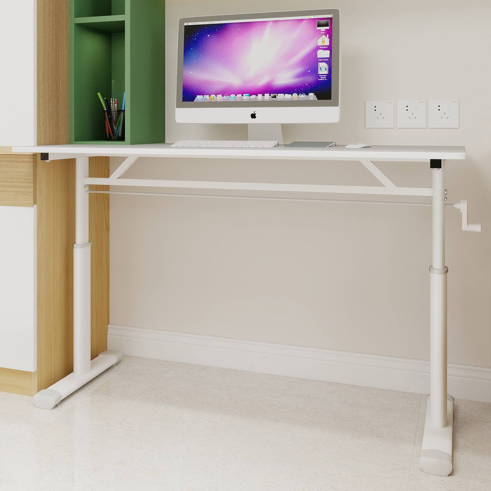 GOODSILO - 47.24" Adjustable Height Desk - Ergonomic Sit Stand Home Office Study Table, Compact Design - White