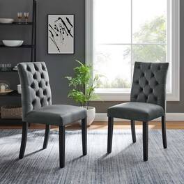 Duchess Performance Velvet Dining Chairs Set of 2 by Modway - Gray